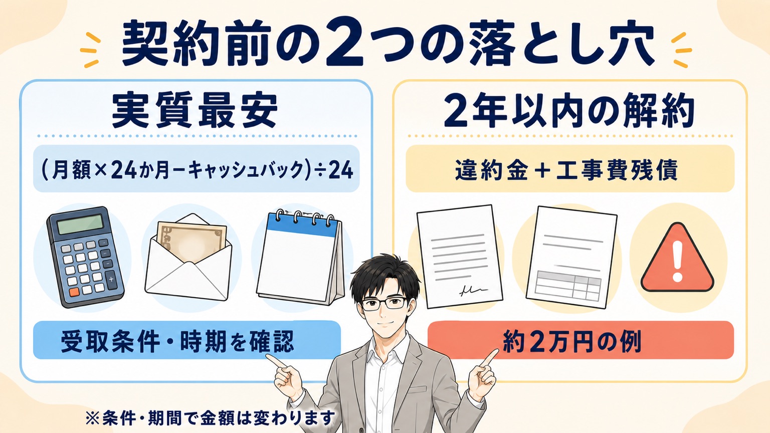 契約前に知ってほしい2つの落とし穴